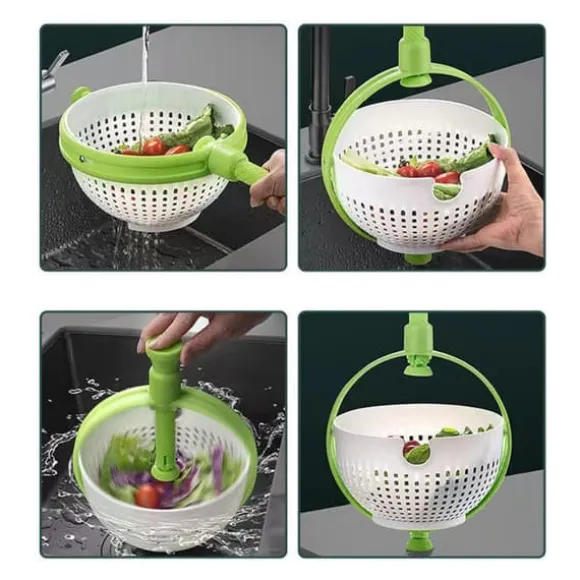 Salladssnurra - Snabbtorkande roterande avloppskorg för frukt och grönsaker