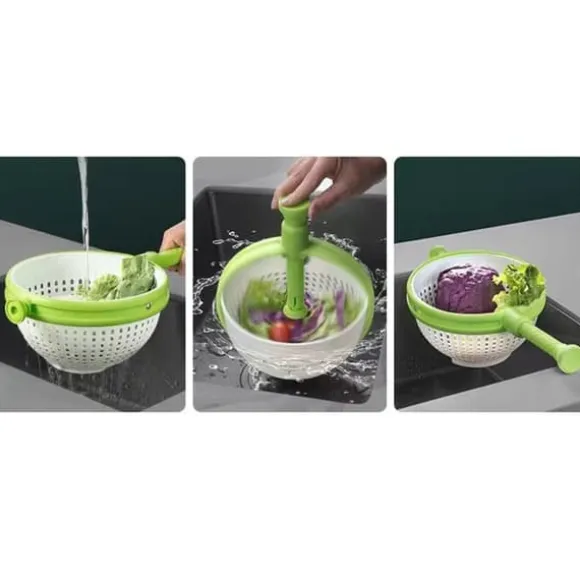 Salladssnurra - Snabbtorkande roterande avloppskorg för frukt och grönsaker