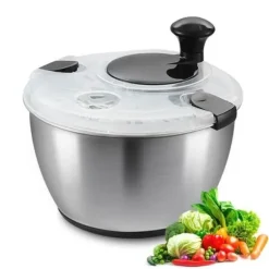 Salladssnurra - VEVOR - Rostfritt stål 4,5L, 250x250x210mm med lock i rostfritt stål för torkning av grönsaker BPA-fri