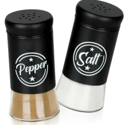 Salt- och pepparkar i svart glas, 2 st.
