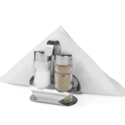 Salt- och pepparkryddset med servetthållare i rostfritt stål - Hendi 465318