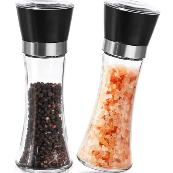 Salt- och pepparkvarn i glas, 2 stycken, 18,5 cm