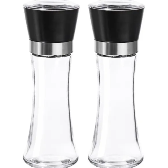 Salt- och pepparkvarn i glas, 2 stycken, 18,5 cm