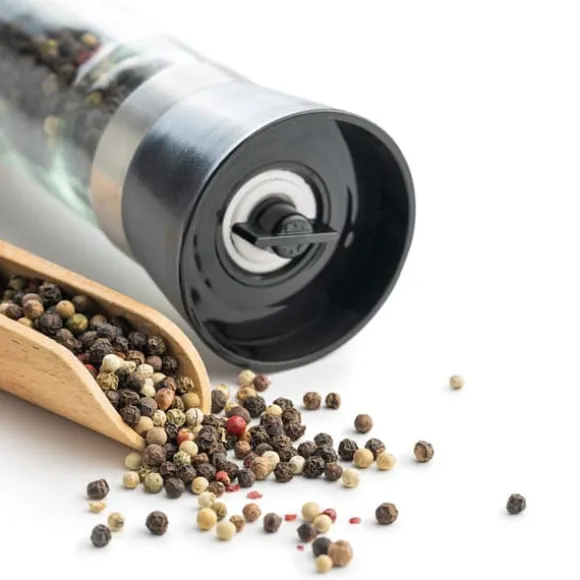 Salt- och pepparkvarn i glas, 2 stycken, 18,5 cm