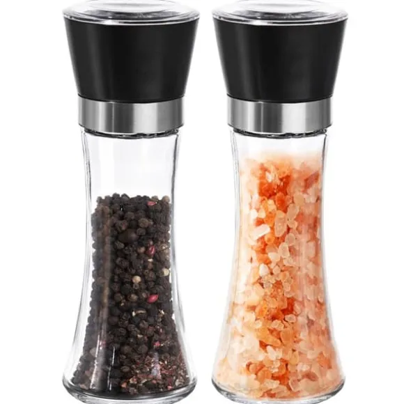 Salt- och pepparkvarn i glas, 2 stycken, 18,5 cm