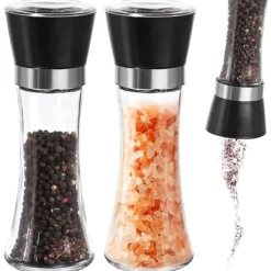 Salt- och pepparkvarn i glas, 2 stycken, 18,5 cm