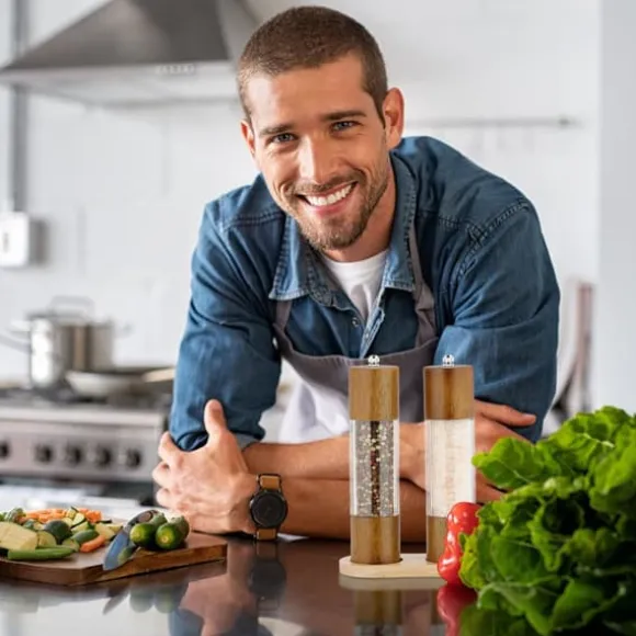 Salt- och pepparkvarn set, 21x5 cm, Brun