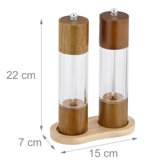 Salt- och pepparkvarn set, 21x5 cm, Brun