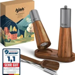 Salt- och pepparkvarnset i premium rostfritt stål och akacieträ - Elegant set