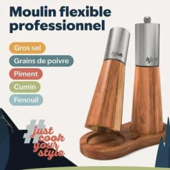 Salt- och pepparkvarnset i premium rostfritt stål och akacieträ - Elegant set