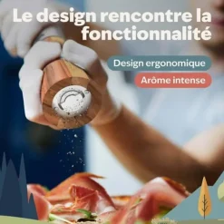 Salt- och pepparkvarnset i premium rostfritt stål och akacieträ - Elegant set