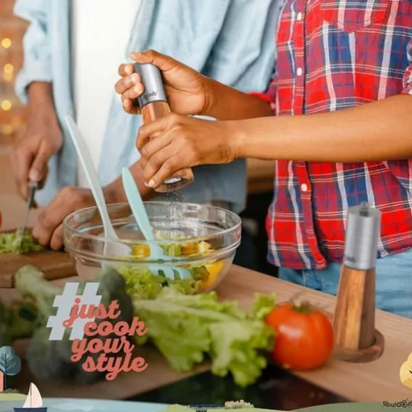 Salt- och pepparkvarnset i premium rostfritt stål och akacieträ - Elegant set