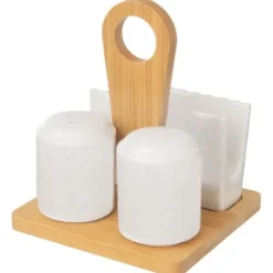 Salt- och pepparset, 3-delat, kryddningsset, saltkar + pepparskakare, servetthållare, WHITELINE ORION 153692