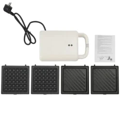 Sandwichfrukostmaskin, dubbel-sidig uppvärmning, lätt att rengöra,VIT