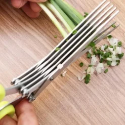 Sax, köksörtsax i rostfritt stål, multifunktionell örtsax med 5 blad, för att skära persilja, mynta, peppar och papper