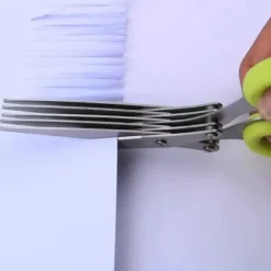 Sax, köksörtsax i rostfritt stål, multifunktionell örtsax med 5 blad, för att skära persilja, mynta, peppar och papper