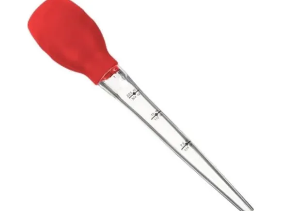 Secret de Gourmet Köttpipett, glas med silikonhandtag, röd