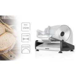 Semi-professionell köttskärare i rostfritt stål, skärskiva 19 cm MPM MKR-04M 150W Silver 00699