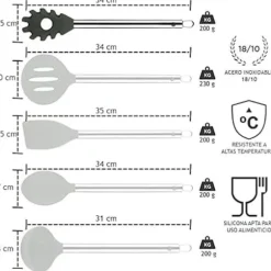 Serveringssked - FAGOR - Paste Meler - Rostfritt stål - Silikon - Beständig mot höga temperaturer