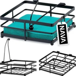 Servetthållare i svart metall MISTY 18x18 cm