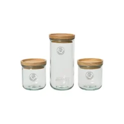 Set med 3 förvaringsburkar i 100% återvunnet glas 869702