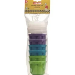 SET MED 6 GELEFORMAR DIAMETER 7,3 CM - HÖJD 6,1 CM - LÅGT OCH HÖGT LOCK FÖR ENKEL AVMALLNING