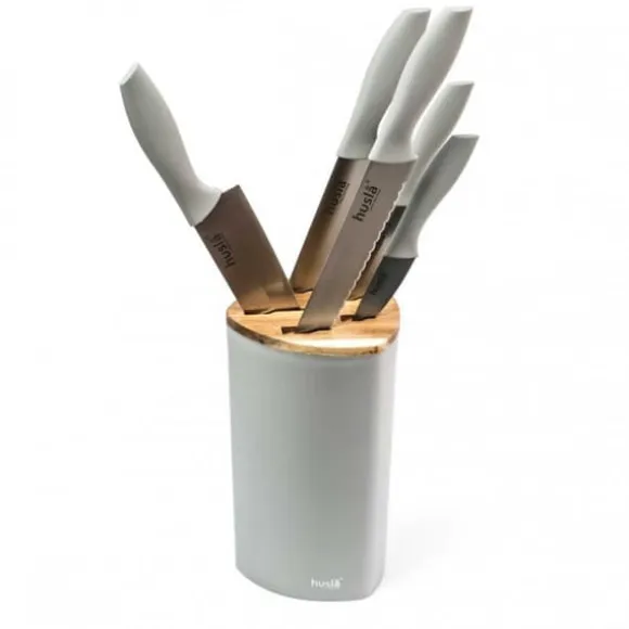 SET MED 5 KÖKSKNIVAR I ETT HUSL-BLOCK 73964