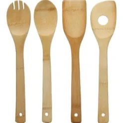 Set med 4 köksskedar i bambu