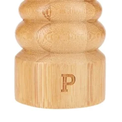 Set med 2 Mölningar för Salt och Peppar i Naturlig Bambus Justerbar Kvarn Cheffinger Brun / Beige