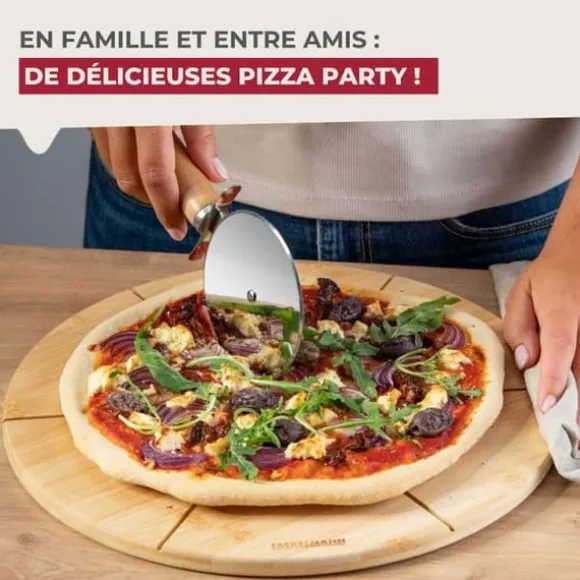 Set med 2 pizzabrädor med skärspår - FACKELMANN - Ø 32 cm