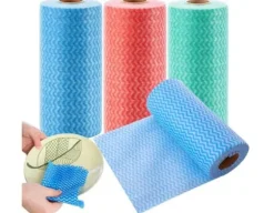 Set med 3 rullar av engångstrasor för alla ändamål, praktiska och återanvändbara våtservetter för köksstädning.