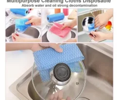 Set med 3 rullar av engångstrasor för alla ändamål, praktiska och återanvändbara våtservetter för köksstädning.