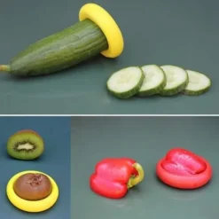 Set med 4 silikonlock för frukt och grönsaker, återanvändbara matförvaringsbehållare