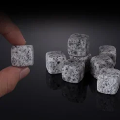 Set med 9 återanvändbara granitwhiskystenar Täljstensiskuber Dryckskylare