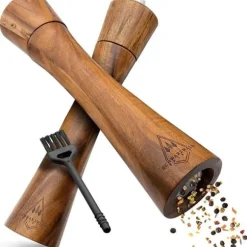 Set med Akaciakvarnar för Peppar och Salt - Manuella Saltkar 25,5 cm