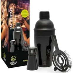 Set med bar - Leopold Wien - Acolon - 3 delar - Matt och blank svart - 500 ml