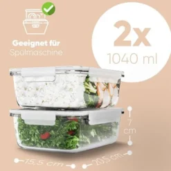 Set med förvaringsburkar 2 delar i glas Classbach C-FHD4024G