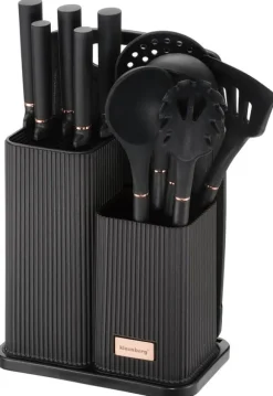 Set med köksknivar i ett block med köksredskap och en skärbräda, 12 delar, KLAUSBERG KB-7835