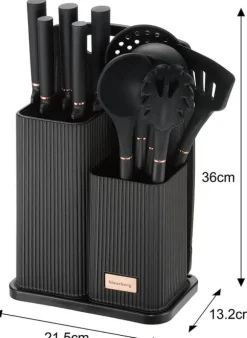 Set med köksknivar i ett block med köksredskap och en skärbräda, 12 delar, KLAUSBERG KB-7835