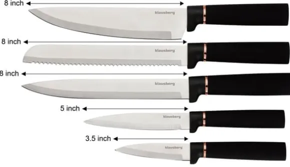 Set med köksknivar i ett block med köksredskap och en skärbräda, 12 delar, KLAUSBERG KB-7835