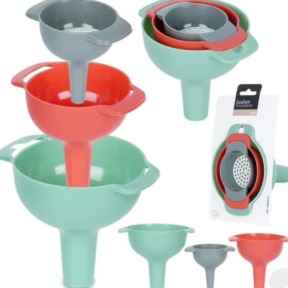 Set med kökstrattar med sil 10/8/6 cm 4-delad trattsil EXCELLENT HUSPRODUKTER 259731