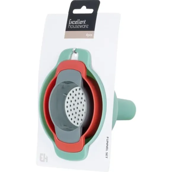 Set med kökstrattar med sil 10/8/6 cm 4-delad trattsil EXCELLENT HUSPRODUKTER 259731