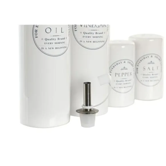 Set med olja och vinäger DKD Home Decor Vit Trä Stengods 18 x 15 x 22 cm