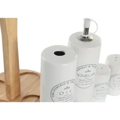 Set med olja och vinäger DKD Home Decor Vit Trä Stengods 18 x 15 x 22 cm