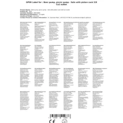 Set med picknickpump med kolvkran 5/8 Co2-utlopp, KEG:Type S