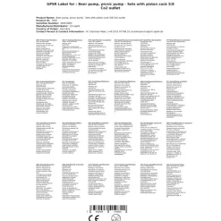 Set med picknickpump med kolvkran 5/8 Co2-utlopp, KEG:Type M