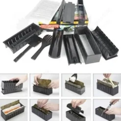 Set om 10 delar - HTBE® - Sushi tillverkare - Svart - ABS - Köksverktyg