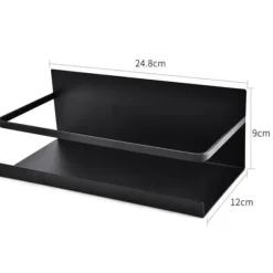 Set om 2 Magnetiska Kryddhyllor - Magnetisk Kylskåpshylla Kryddförvaringshylla (Svart)