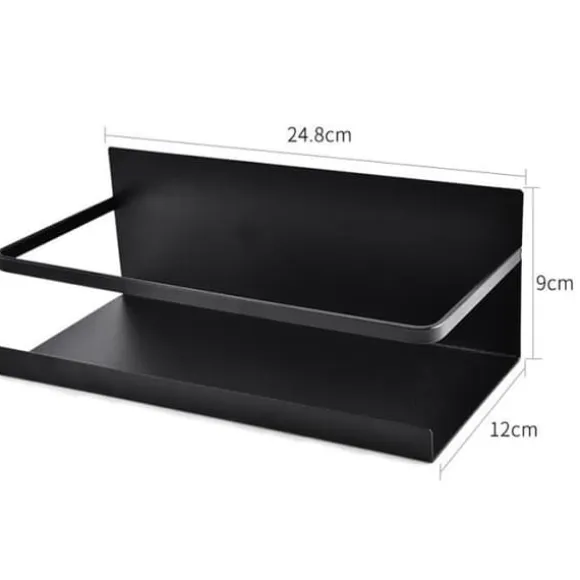 Set om 2 Magnetiska Kryddhyllor - Magnetisk Kylskåpshylla Kryddförvaringshylla (Svart)