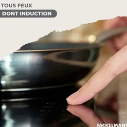 Set stekpanna 24 cm i rostfritt stål, glaslock och 6 rostfria köksredskap Fackelmann Geneva